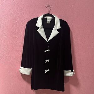 COLDWATER CREEK Women’s Black/White Velvet Blazer Size 22W